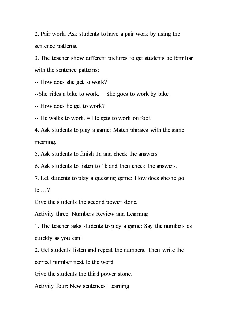 人教版英语七年级下册Unit 3 How do you get to school sectionA 1a-2d教学设计第3页