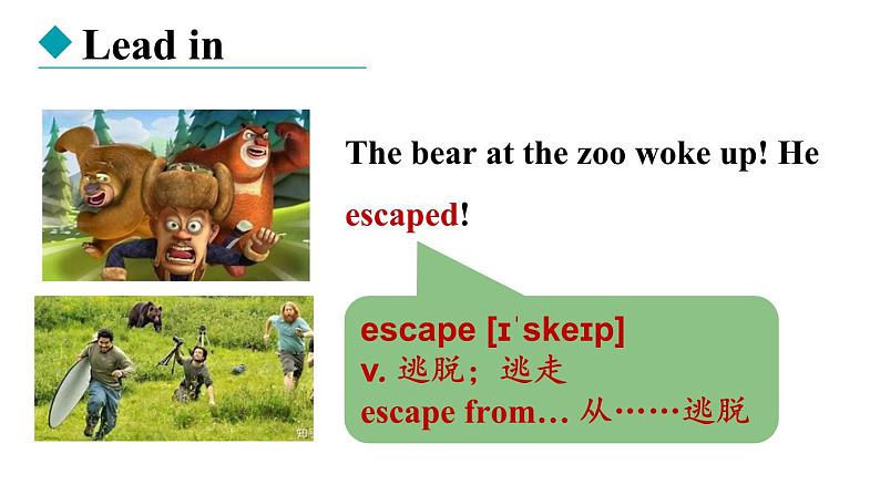 冀教版初中英语八下Unit 3 Lesson 16  The Bear Escaped!课件+教案+素材04