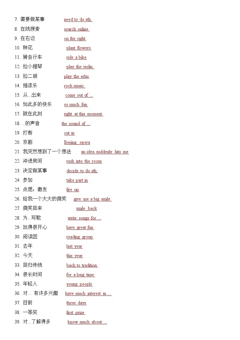 新外研版初中英语七上第二单元 - 复习知识点题纲第2页