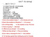 人教版新目标七年级英语下册Unit7复习：It’s raining!作业设计和答案课件PPT