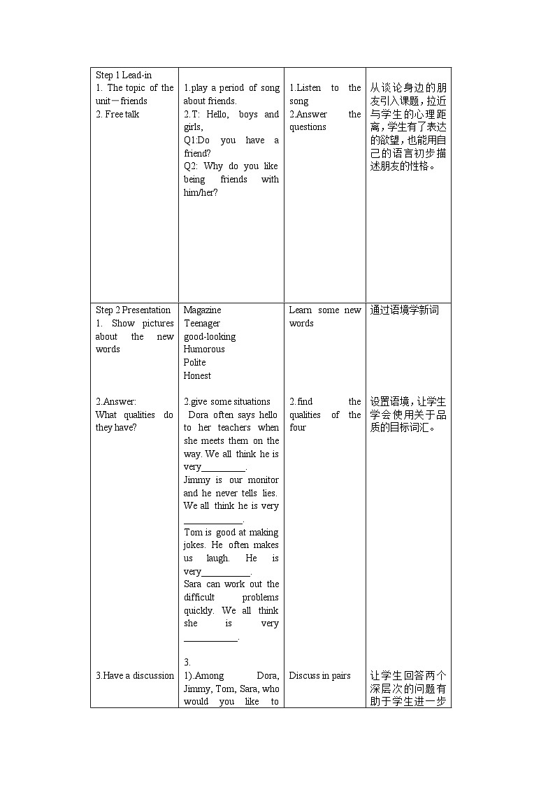 译林版英语八年级上册Unit 1 FriendsWelcome to the unit教案02