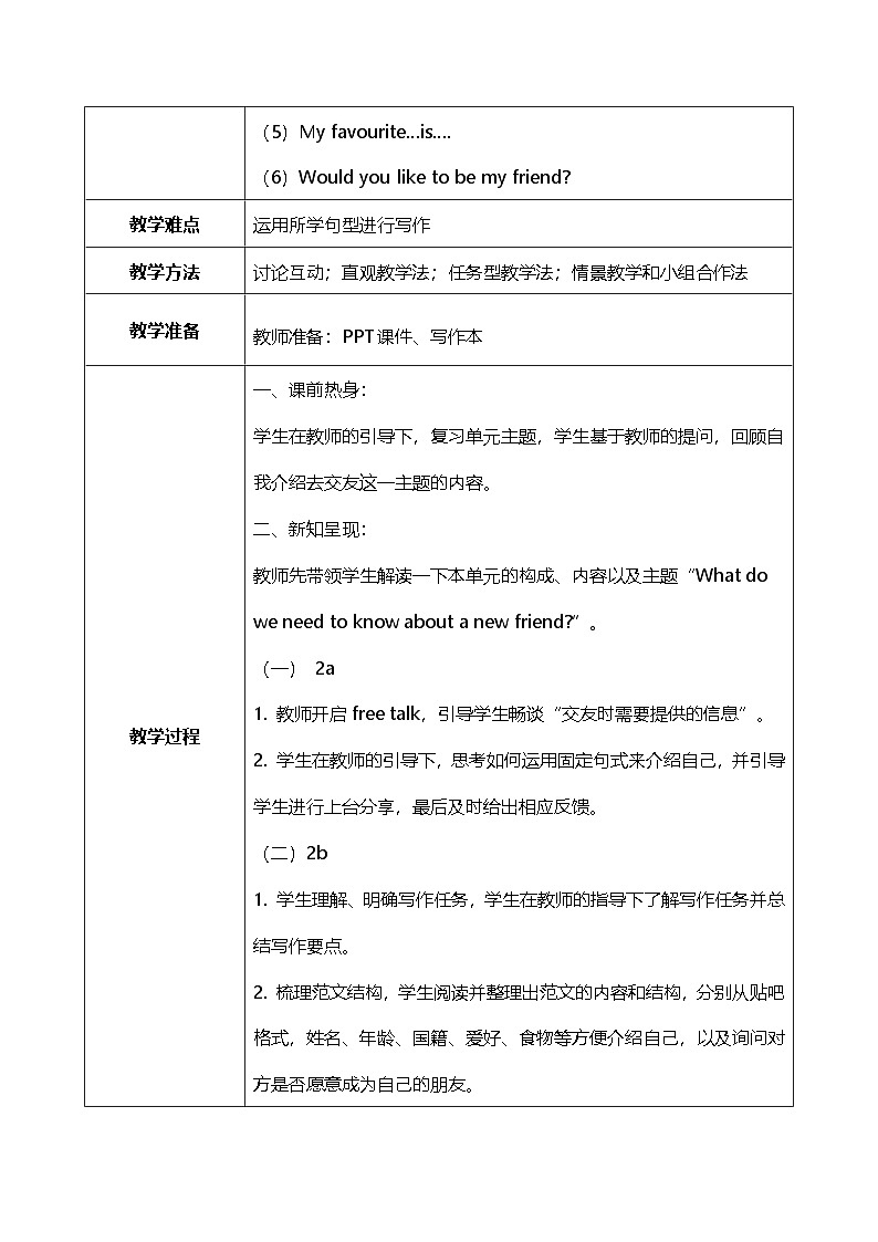 Unit 1 课时5 Section B（2a-2b）（教案） 2024-2025学年人教版英语七年级上册.. --第2页