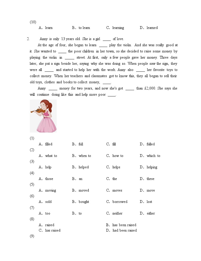 2024-2025学年人教版八年级英语上册期中复习之Unit1完形填空专项练习-12第2页