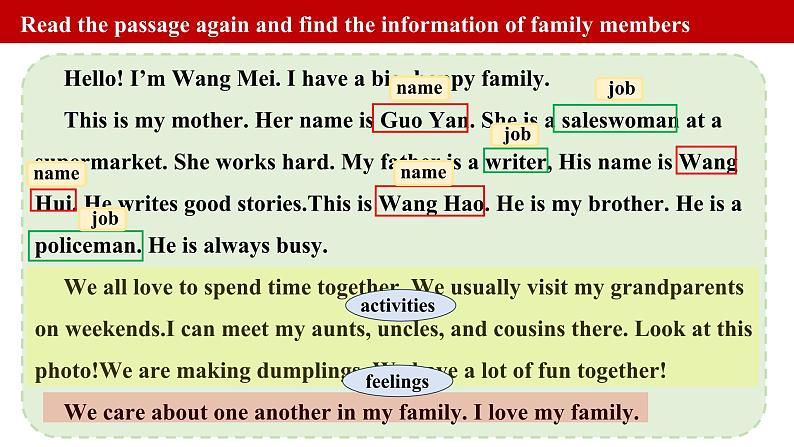 冀教版七上英语第4单元Lesson 5 I love my family课件第7页