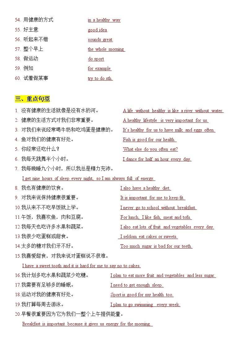 新译林版初中英语七上第五单元 - 复习知识点题纲第3页