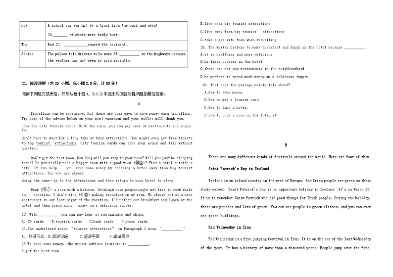 山东省禹城市张庄中学2024-2025学年九年级上学期第一次月考英语试题第2页