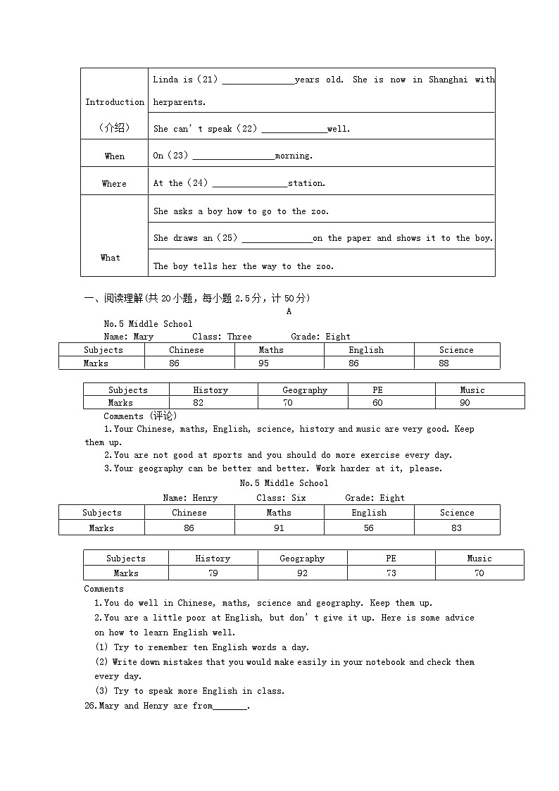 山东省庆云县东辛店中学2024-2025学年八年级上学期第一次月考英语试题第3页