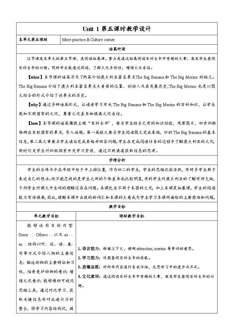 【新课标】Unit 1 第五课时 More practice, Culture corner & Study skills教学设计（牛津深圳·广州版八年级上）第1页