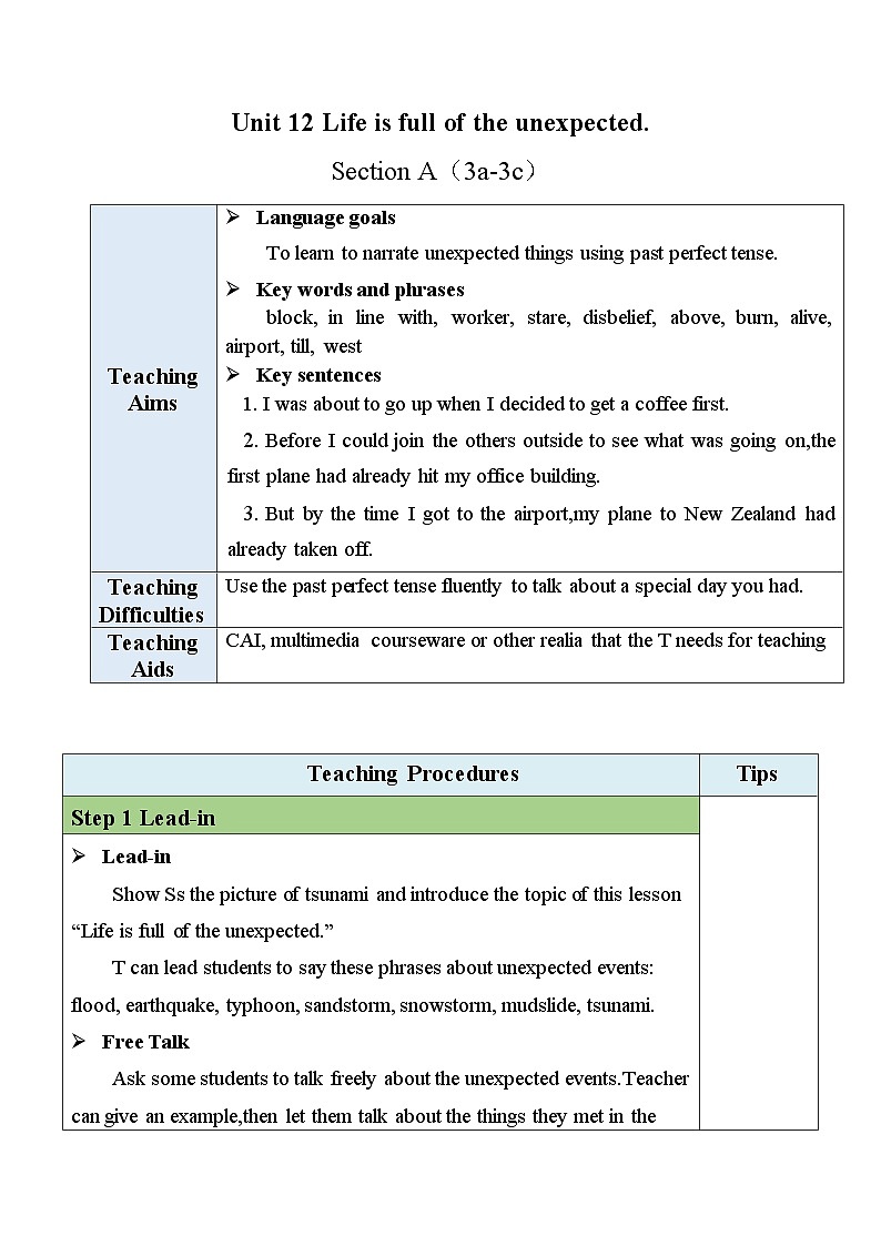 最新人教新目标版九下英语Unit12SectionA(3a-3c)【教案】01