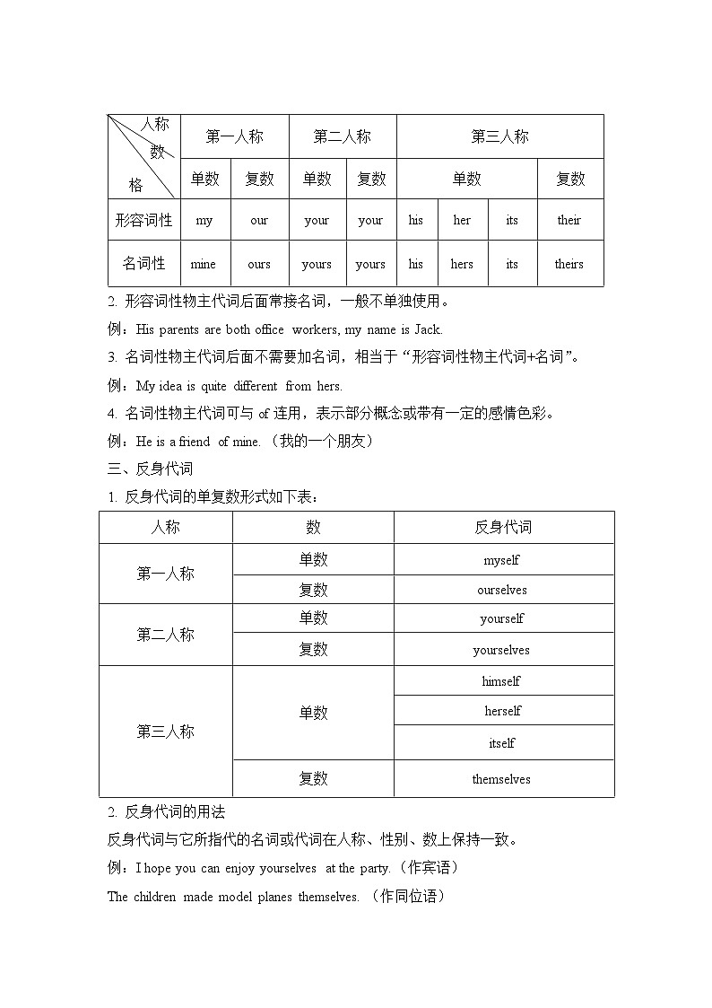 中考英语二轮复习知识点清单（4）代词第2页