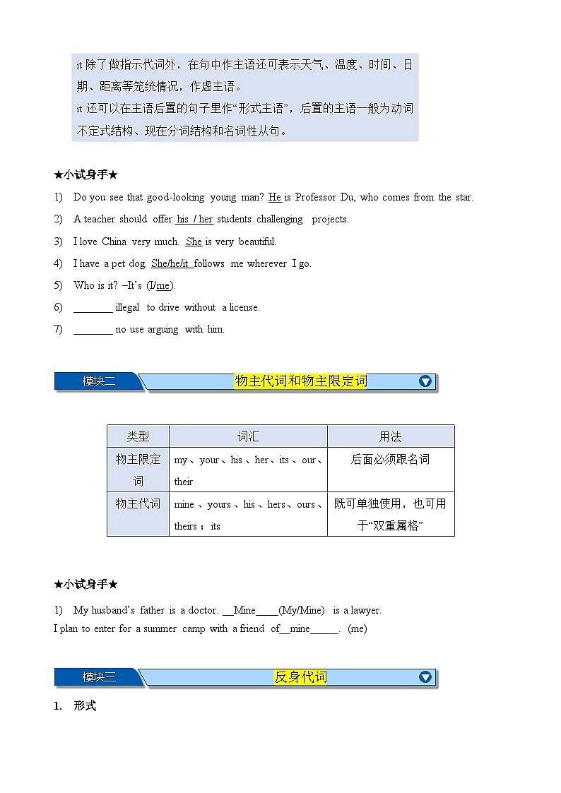 07 代词和限定词（八大考点讲解练习）2025中考英语一轮总复习（上海专用）（学生版无答案）02