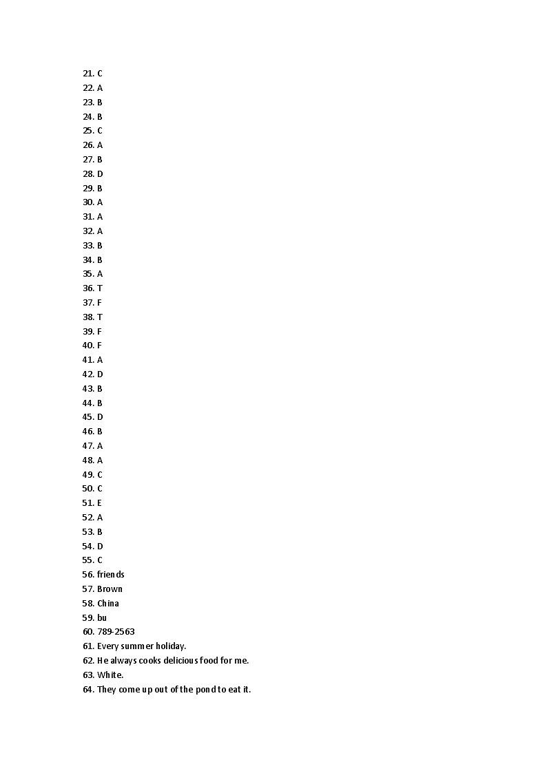 黑龙江省齐齐哈尔市梅里斯达斡尔族区2024-2025学年七年级上学期10月月考英语试题答案第1页