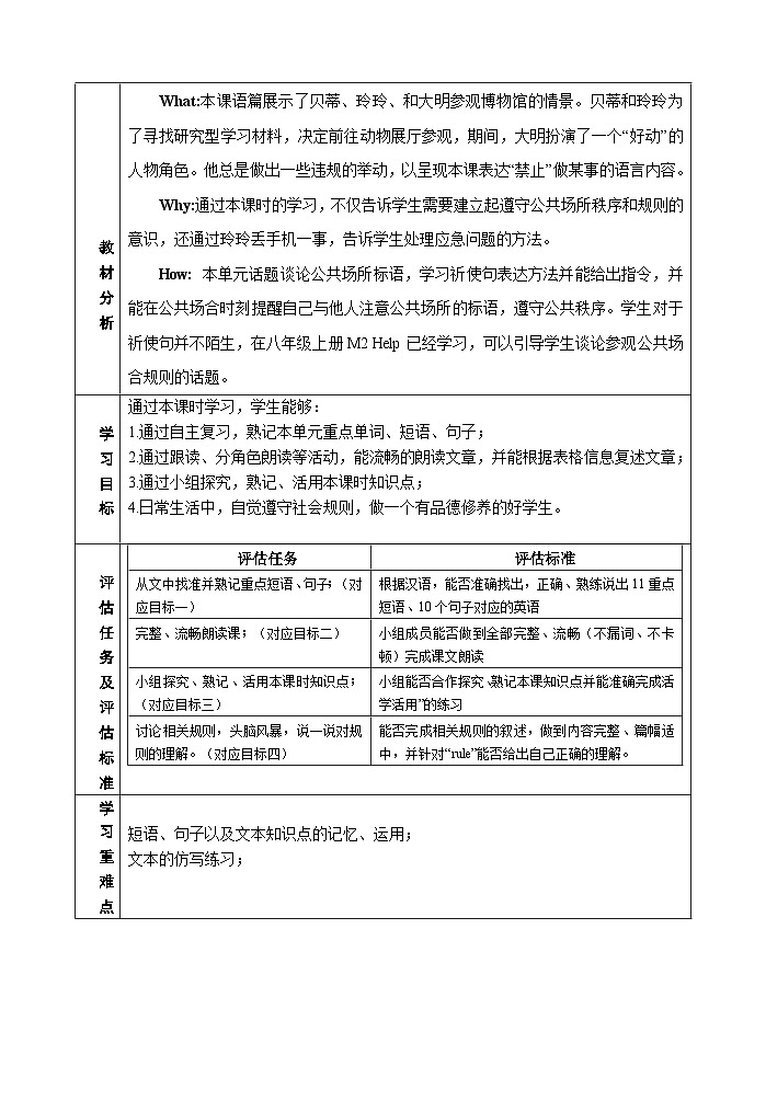 外研版九年级英语上册 Module5 Museum Unit1 Don’t cross that rope 第二课时 学历案同步练习第2页