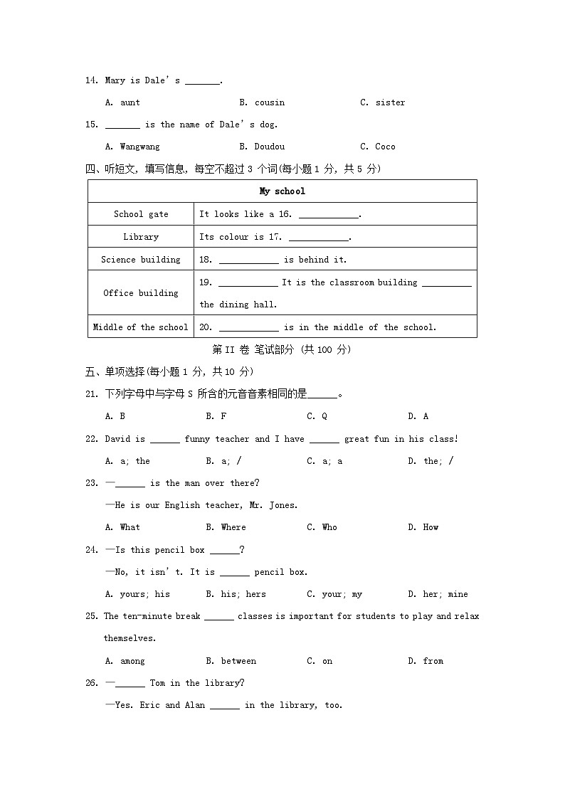 2024七年级英语上学期期中综合素质评价试卷（附答案人教版）02