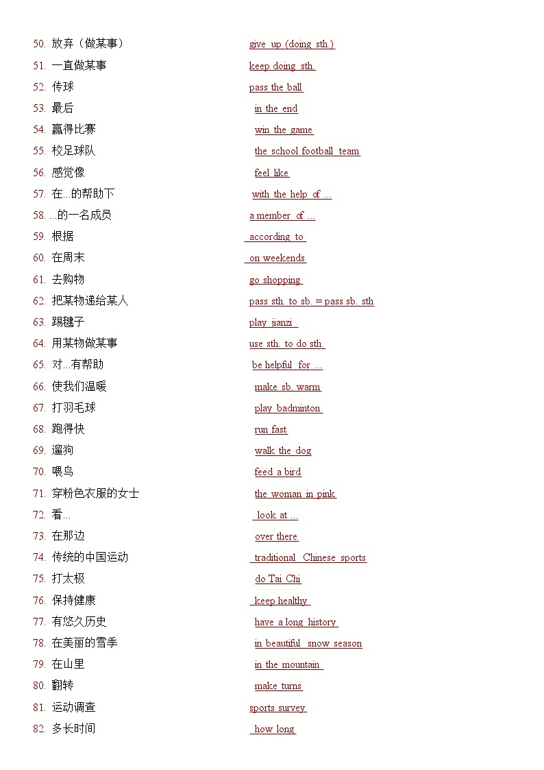 新仁爱版初中英语七上第四单元 - 复习知识点题纲第3页