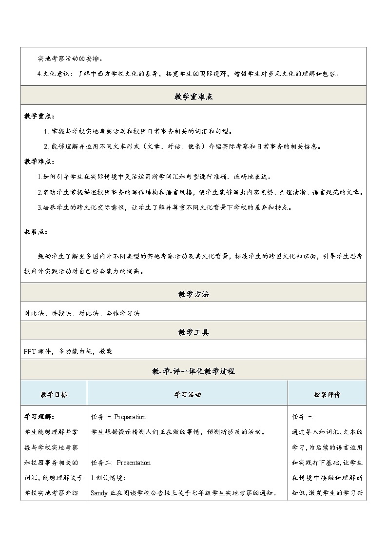 【新教材】牛津译林版英语七年级上册Unit4 School days 第5课时 Integration课件+单元整体教学设计+课时教案02