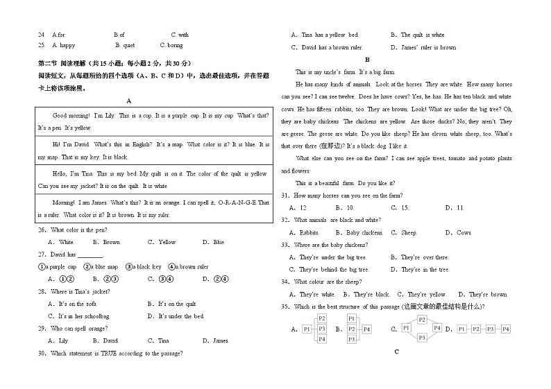 2024年七年级英语期中试题第2页