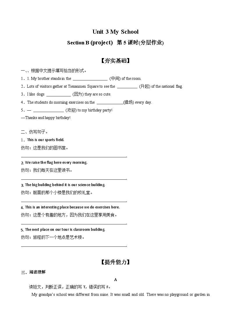 Unit 3（第5课时 Section B project）（分层作业）原卷版第1页
