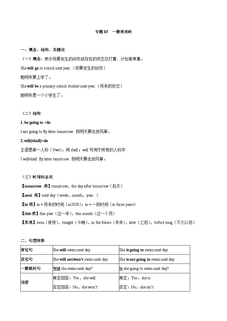 专题03 一般将来时-备战2025年中考英语语法专项突破与提升训练第1页