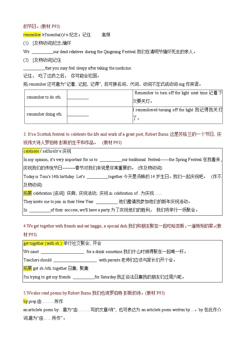 Unit8 Let's celebrate！【速记清单】（原卷版）第2页