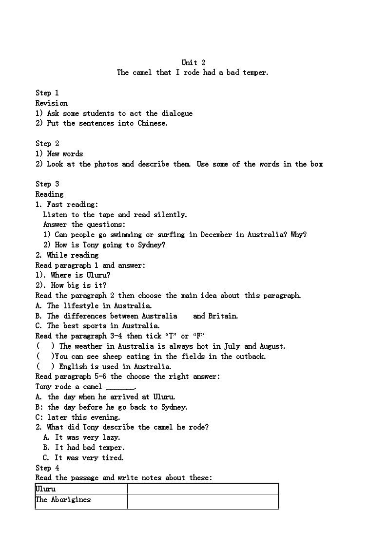 2022年九级英语上册Module7Australia教学设计外研版02