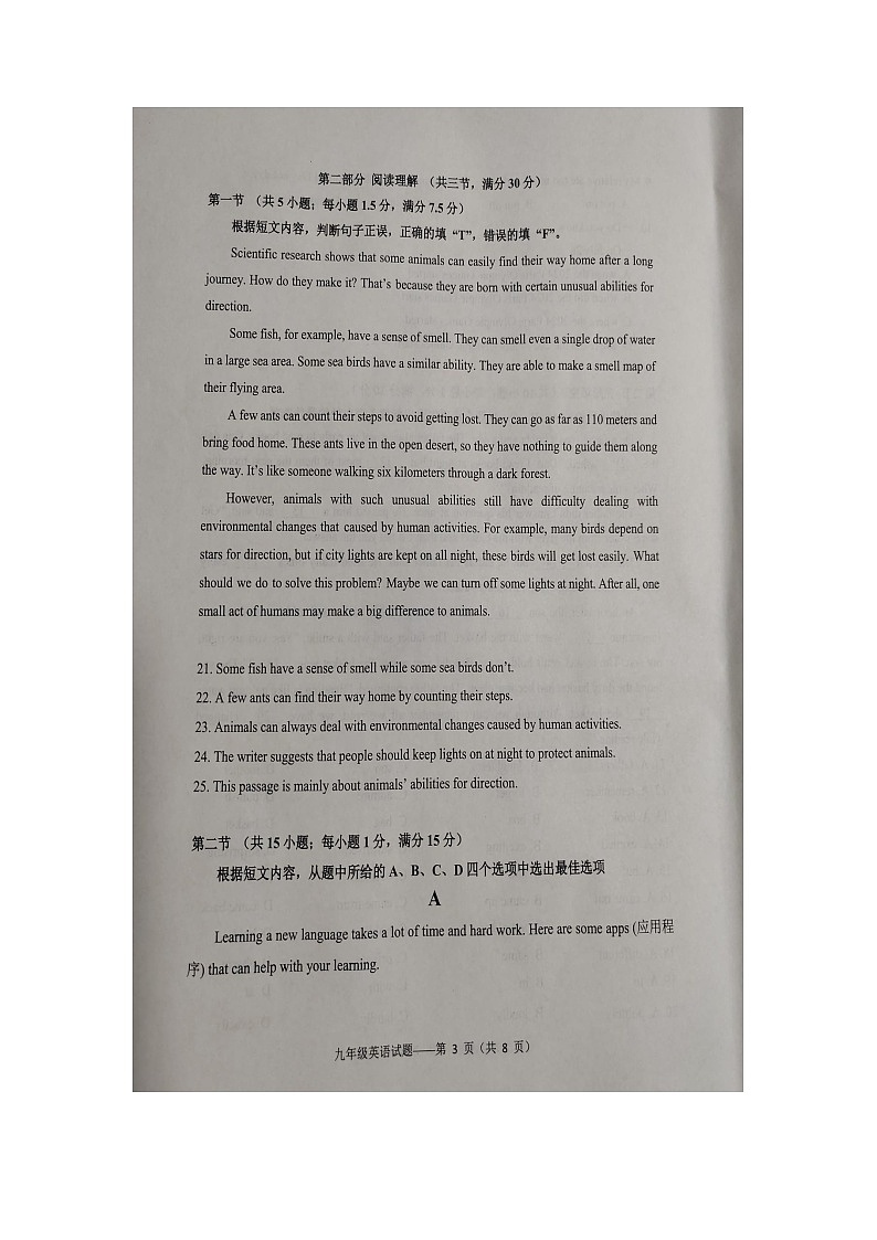 云南省下关第一中学初中部教育集团2024-2025学年九年级上学期英语期中试卷第3页