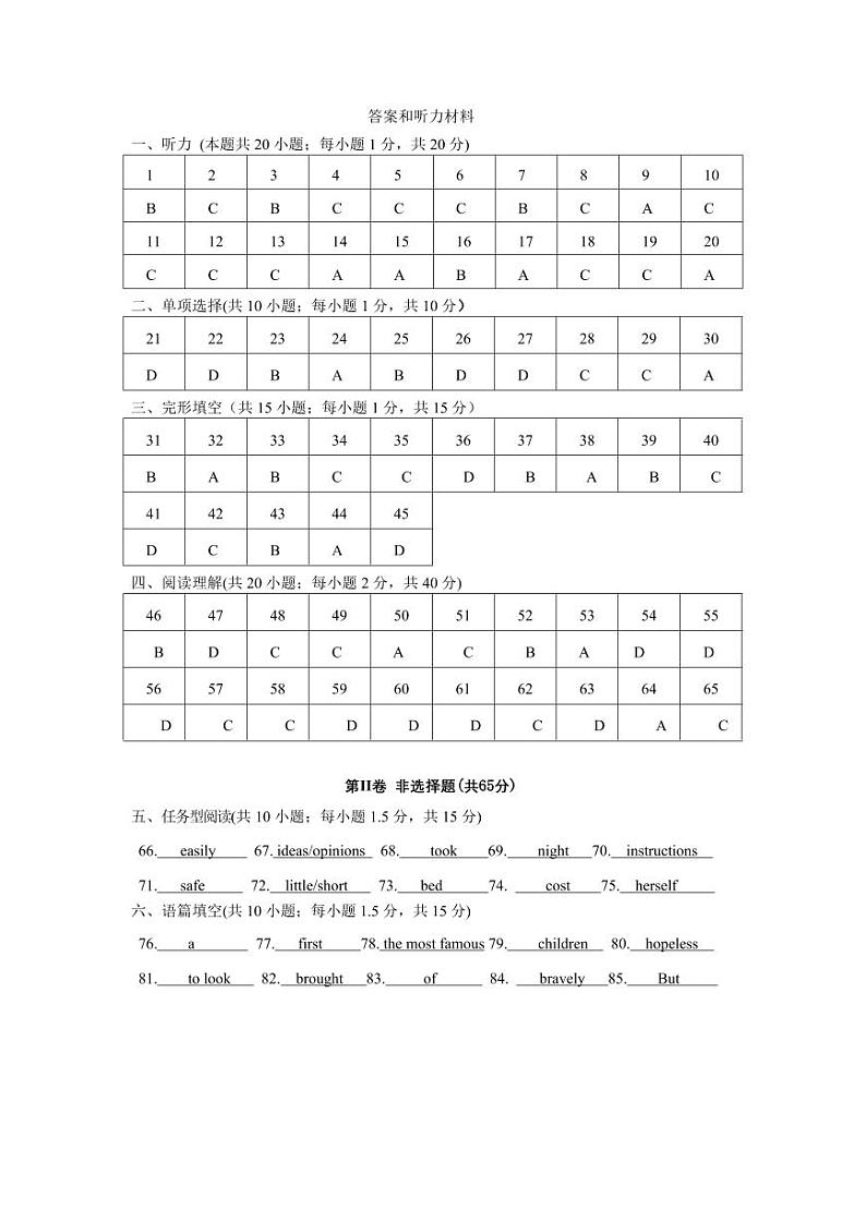 江苏省泰州市靖江市八校联盟2024-2025学年八年级上学期期中英语试题答案和听力材料第1页