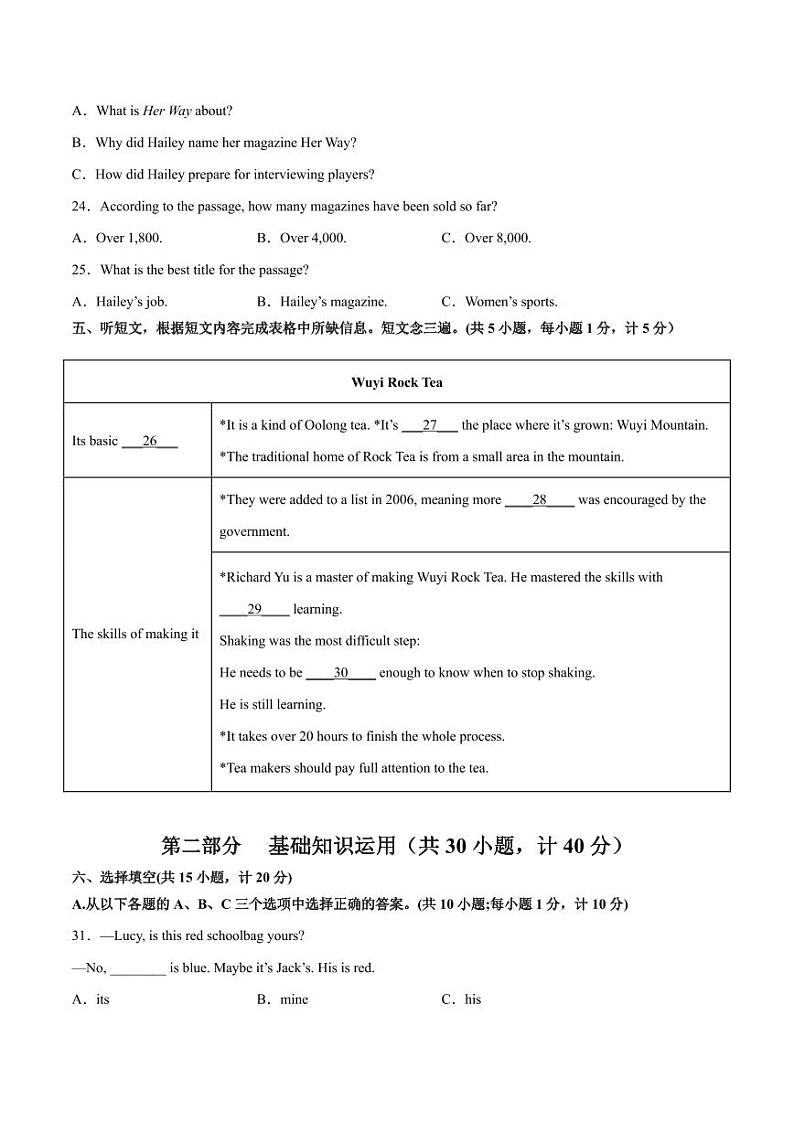 英语（四川成都卷）（考试版）A4第3页