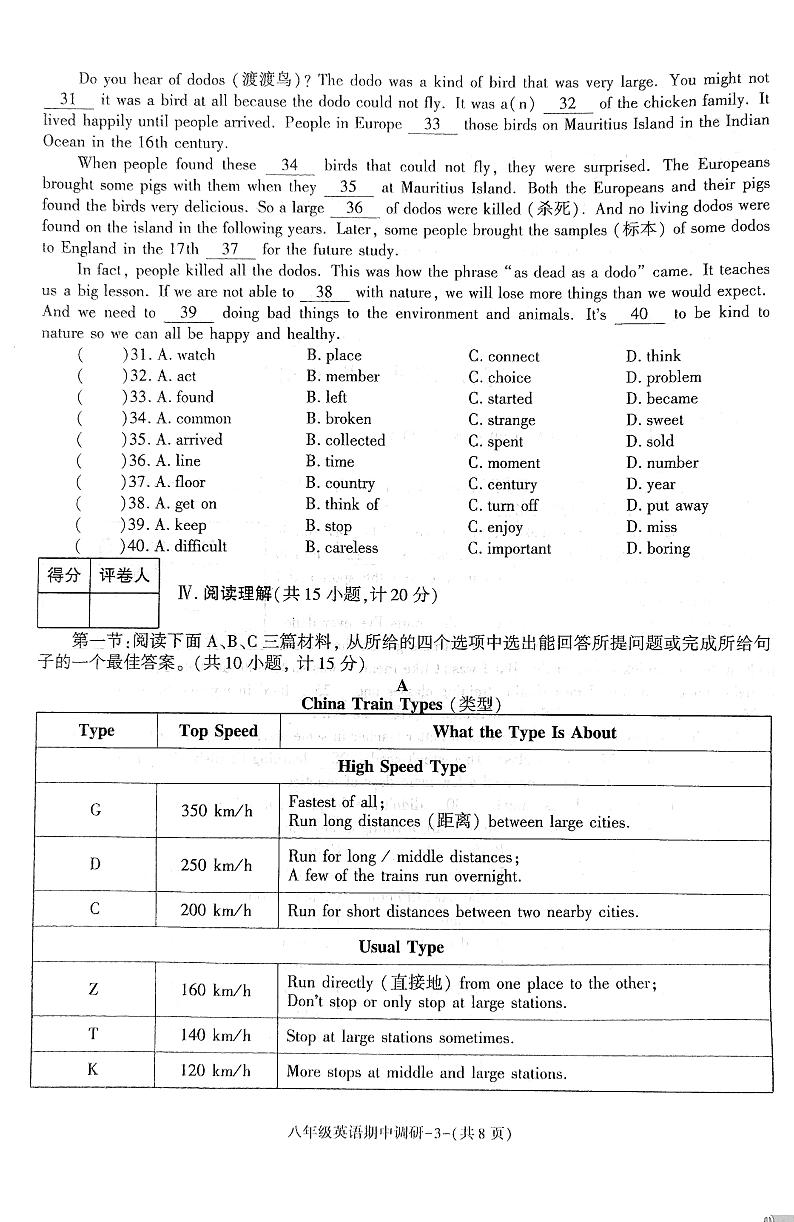 陕西省渭南市韩城市2024-2025学年八年级上学期11月期中考试英语试题03