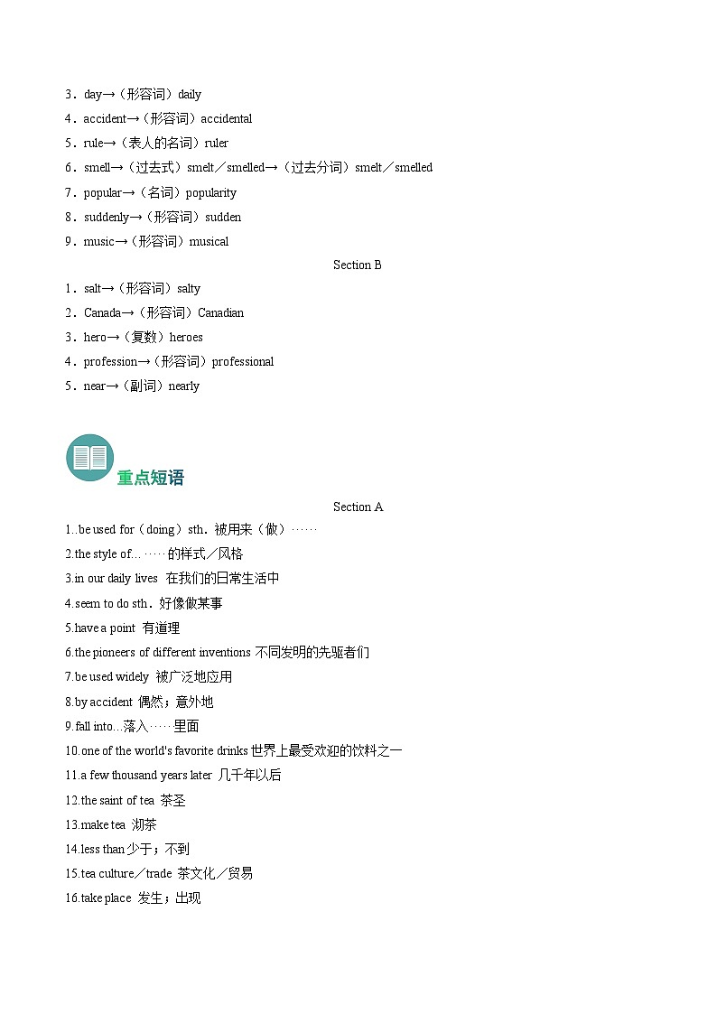 专题01 重点单词、短语、句型归纳【考点清单】【考题猜想】（原卷版+解析版）学案-鲁教英语九上期中复习02