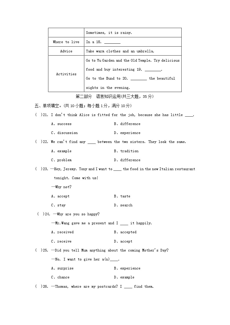 安徽省2024八年级英语上册 Module 11 Way of life学情评估试卷（附答案外研版）03