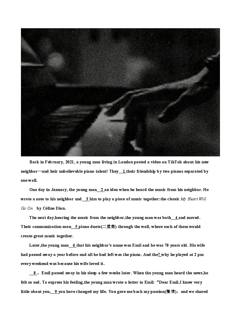 2025年中考英语时文阅读练习14 上海浦东美术馆正式开馆、小哥与陌生邻居隔墙合奏、生病小象恢复健康 （原卷版）第3页