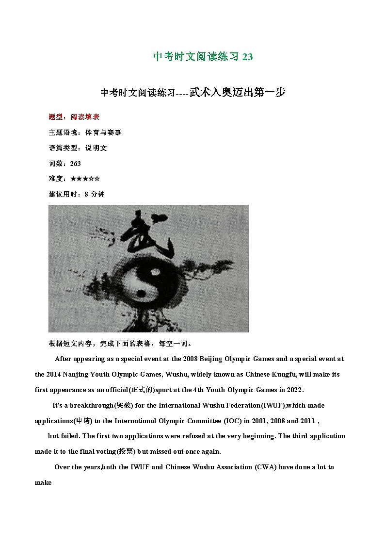 2025年中考英语时文阅读练习23 武术入奥迈出第一步、陋室画家位光明、亚马逊的三款智能产品（解析版）第1页