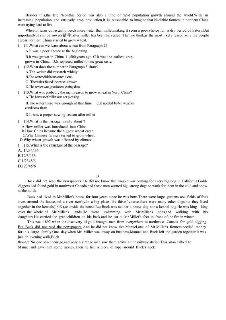 广东省深圳市宝安中学2024～2025学年九年级上学期期中测试英语试卷（含答案）第2页