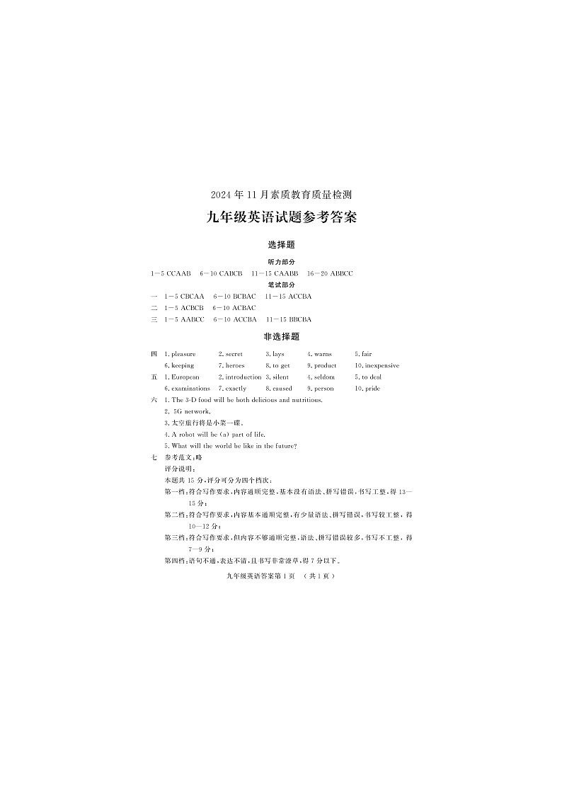 英语答案第1页