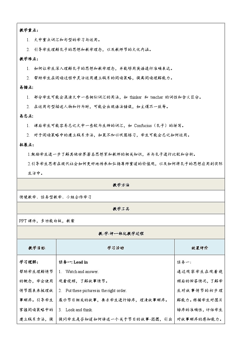 【教学评一体化】Unit 6 Celebrating the Big Days第3课时Thinking skills & Reading strategies教学设计第2页