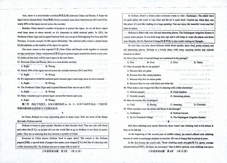 山东省临清市2024-2025学年八年级上学期期中考试英语试题第3页