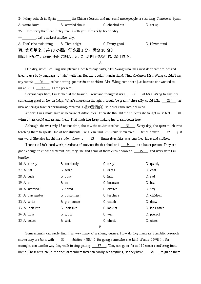 安徽省合肥市包河区大联考2024-2025学年八年级上学期期中考试英语试题第3页