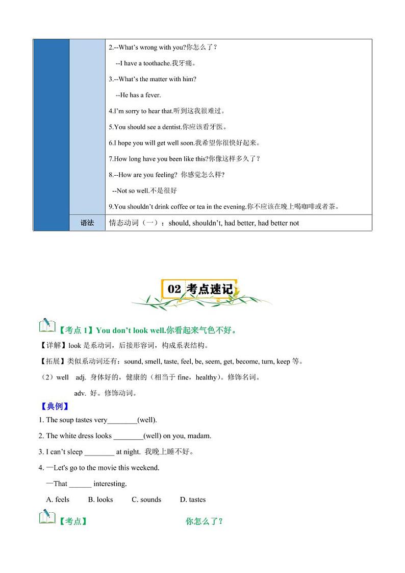 Unit 2 Topic 1【速记清单】（原卷版）-2024-2025学年贵州专用八年级英语上册练习（仁爱科普版）第3页