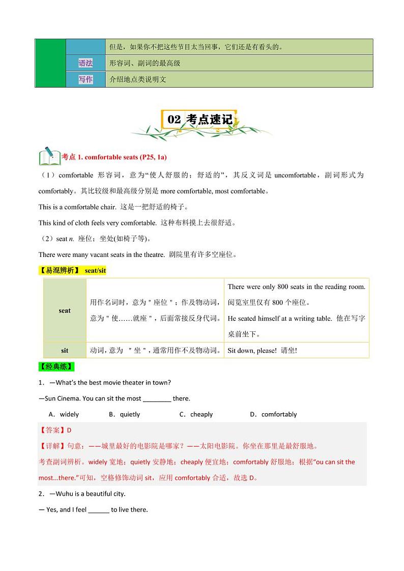 Unit 4【速记清单】（解析版）-2024-2025学年贵州专用八年级英语上册练习（仁爱科普版）第3页