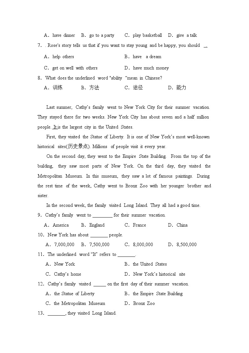 人教版八年级上册英语期末复习：阅读理解 刷题练习题30篇（含答案解析）第3页