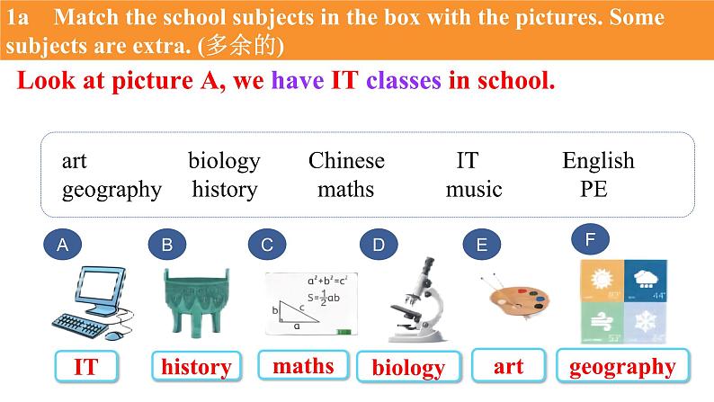 Unit4 My favourite Subject SectionA  1a-1d课件 2024-2025学年人教版英语七年级上册第6页