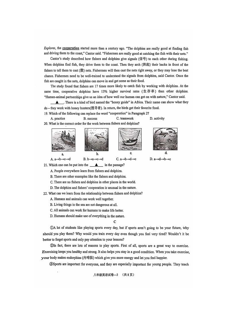 2024年八年级英语期中卷第3页