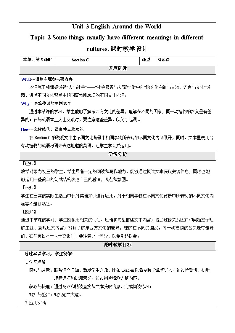 【核心素养】仁爱科普版英语九年级上册Unit3 English Around the World Topic2 Section C 课件+单元整体教学设计01