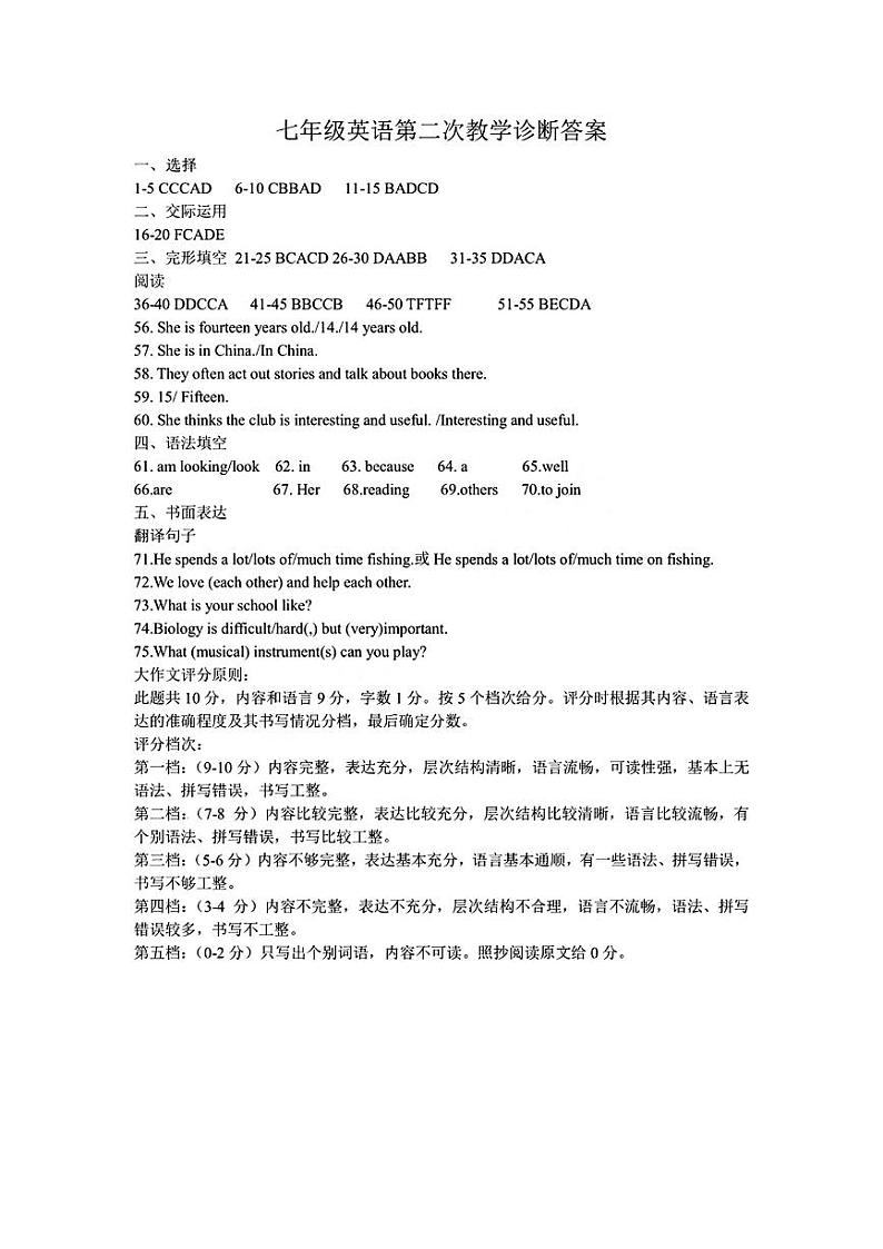吉林省长春市力旺实验中学2024-2025学年七年级上学期期中考试英语试题01