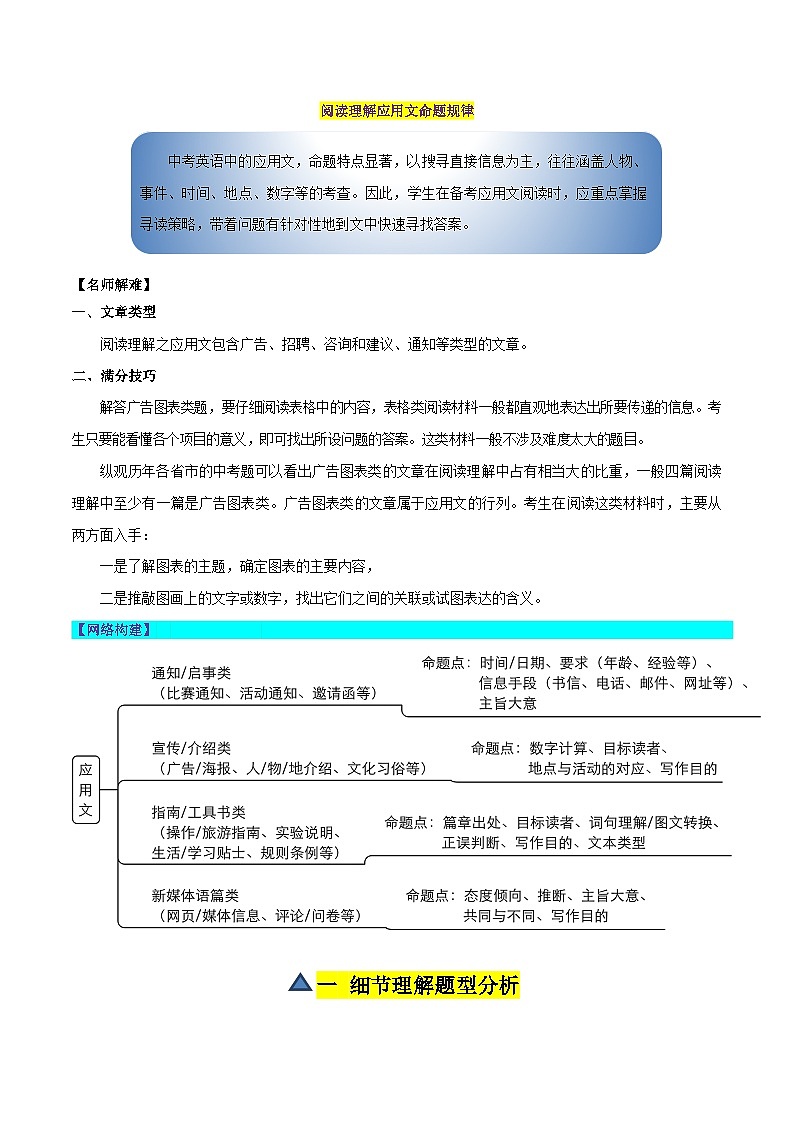 第04讲 阅读理解之应用文（讲义）-2024年中考英语一轮复习讲练测（全国通用）（原卷版）第2页