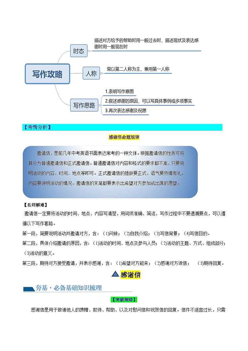 第20讲 书面表达之感谢信（讲义）-2024年中考英语一轮复习讲练测（全国通用）（原卷版）第2页