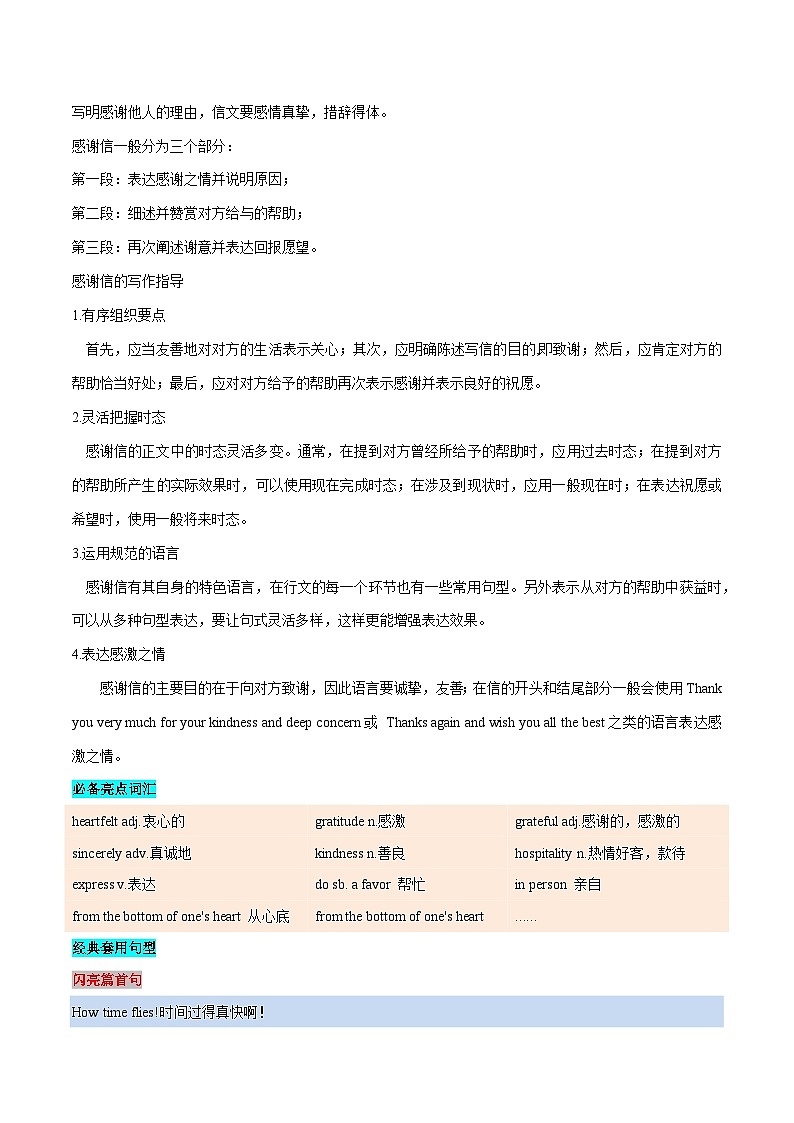 第20讲 书面表达之感谢信（讲义）-2024年中考英语一轮复习讲练测（全国通用）（原卷版）第3页