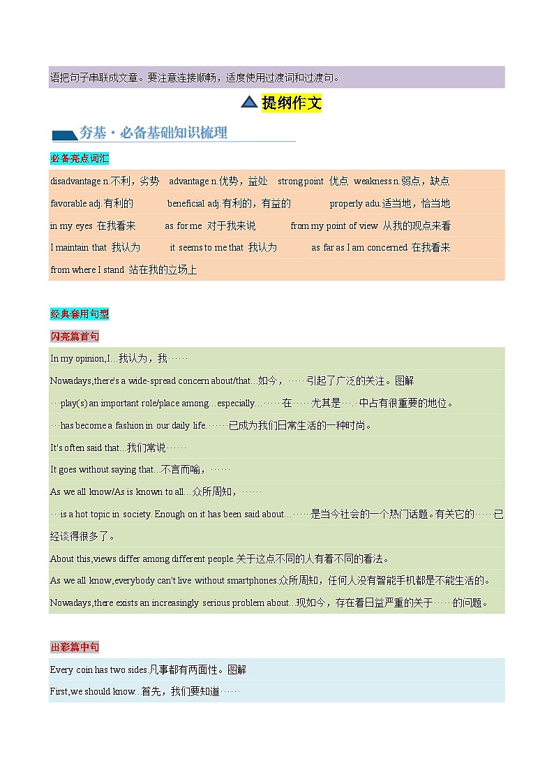 第25讲 书面表达之提纲作文（讲义）-2024年中考英语一轮复习讲练测（全国通用）（原卷版）第3页