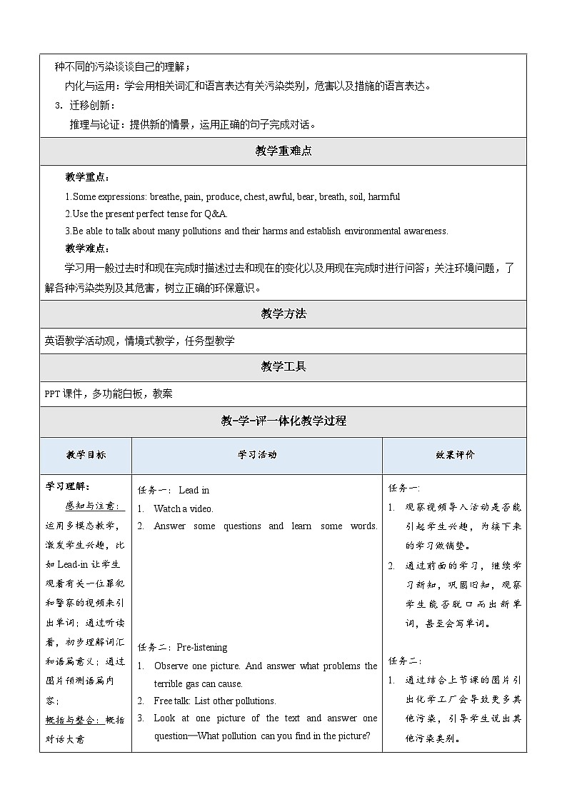Unit 2 Saving the earth Topic 1 Section B 教学设计第2页